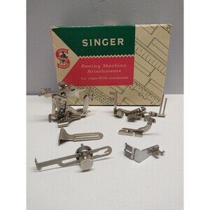 Singer 404 Ruffler Attachment Set w Box Vintage Sewing Machine Feet Hemmer Guide